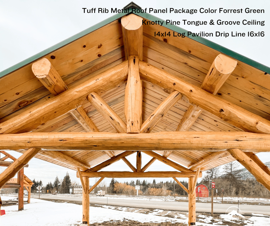 14x14ft Log Constructed Pavilion Green Roof