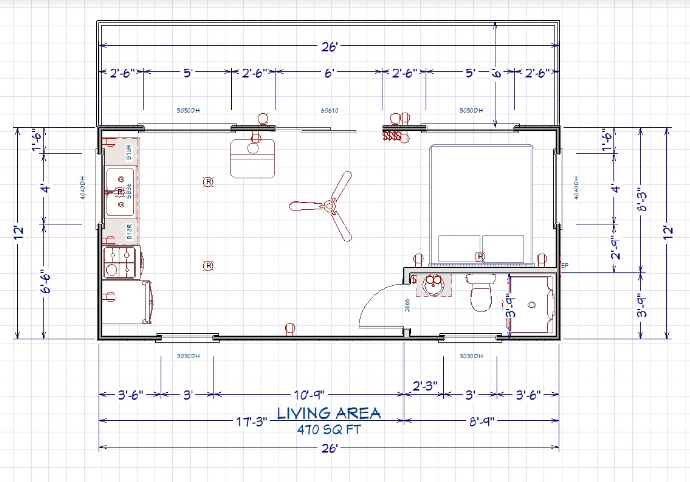 12x26ft Log Cabin Plans