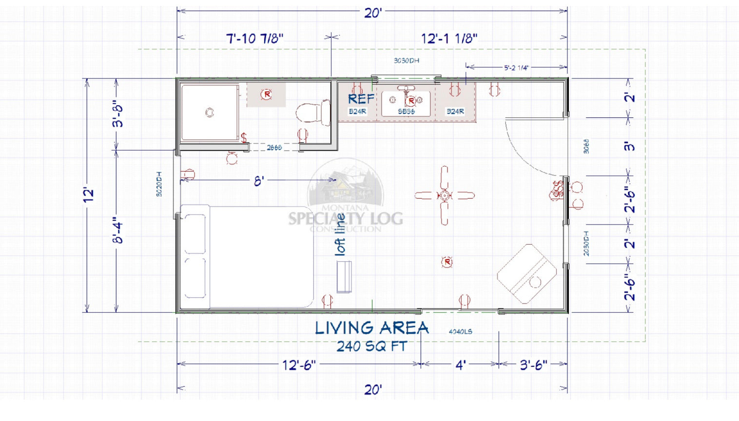 12x20 log cabin, tiny cabin, stain Hazelnut, buff chinking, mortar white chinking, loft, Symphony Gloss stain, log cabin plans