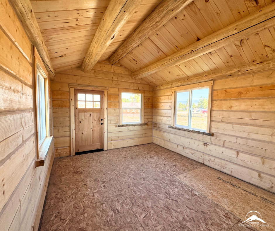 12x16 Elk Creek Weathered Wood Cabin with Covered Porch