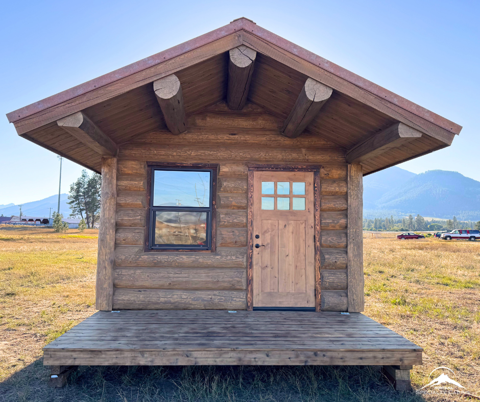 12x16 Elk Creek Weathered Wood Cabin with Covered Porch