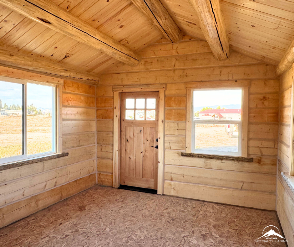 12x16 Elk Creek Weathered Wood Cabin with Covered Porch