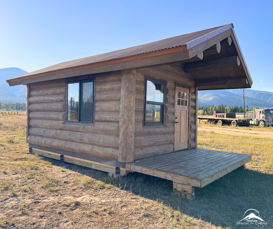12x16 Elk Creek Weathered Wood Cabin with Covered Porch