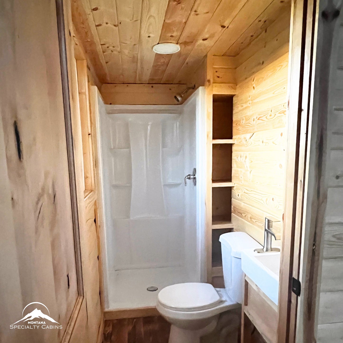 Grey Wolf Log Cabin 12x26ft: Move-In Ready Black Window Pkg Upgrade + Rich Mahogany Exterior