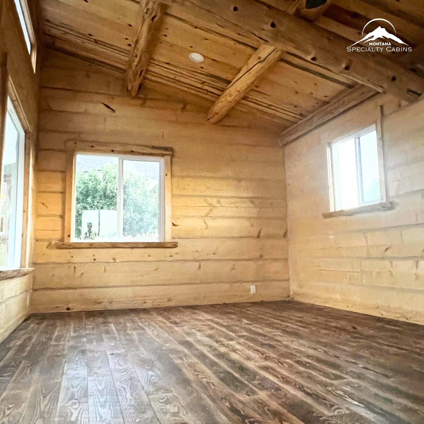 Grey Wolf Log Cabin 12x26ft: Move-In Ready Black Window Pkg Upgrade + Rich Mahogany Exterior