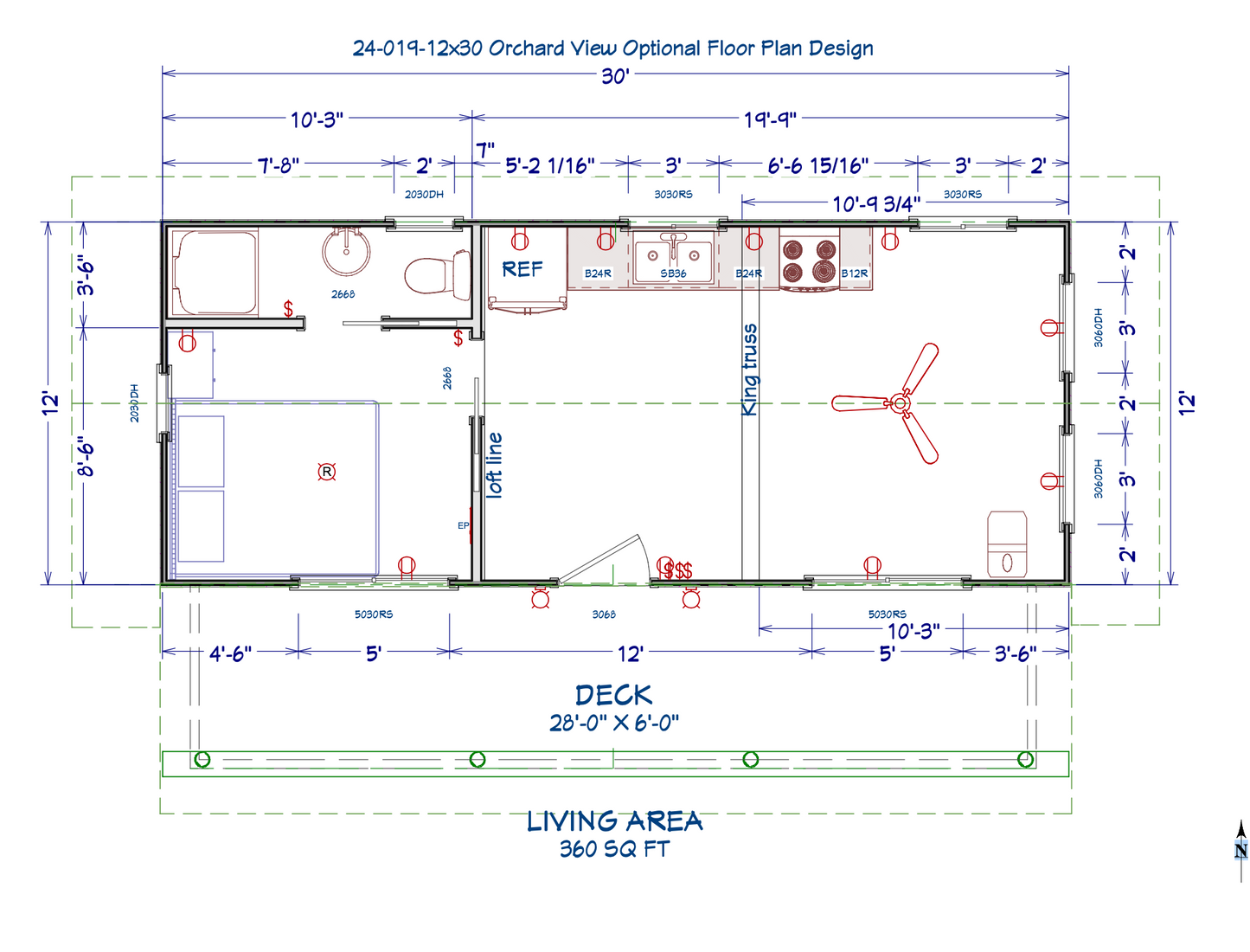Orchard View 12x30 Cabin with Custom Trapezoid Windows