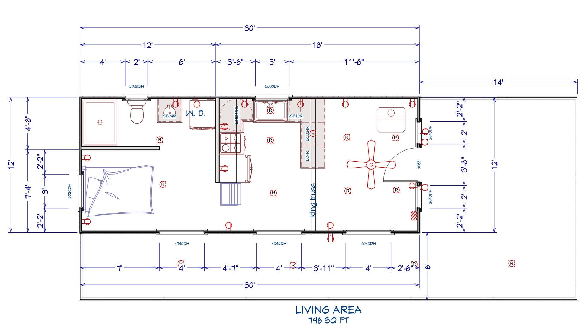 Plans for Turnkey 12x30ft Log Cabin Tiny Living