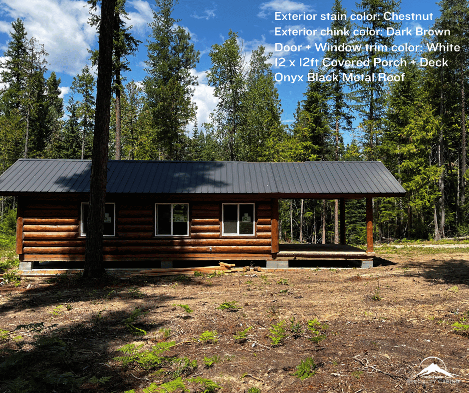 Black Onyx Metal Roof on 12x30ft Log Cabin