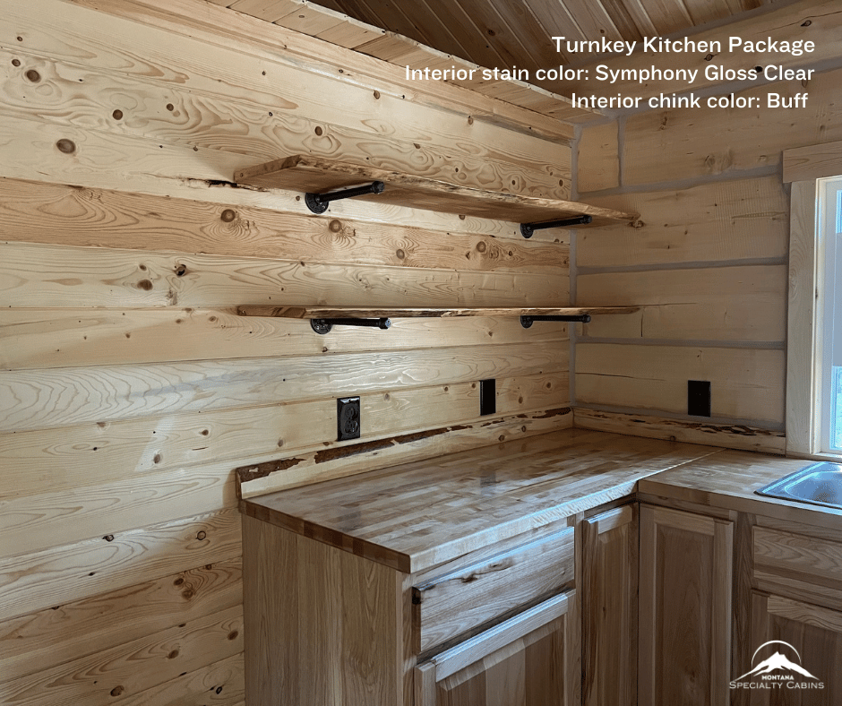 Turnkey Kitchen in Tiny Home 12x30ft Log Cabin