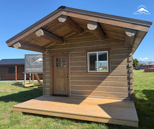 Elk Creek Log Cabin 12x20: Weathered Wood Finish & Gable Porch