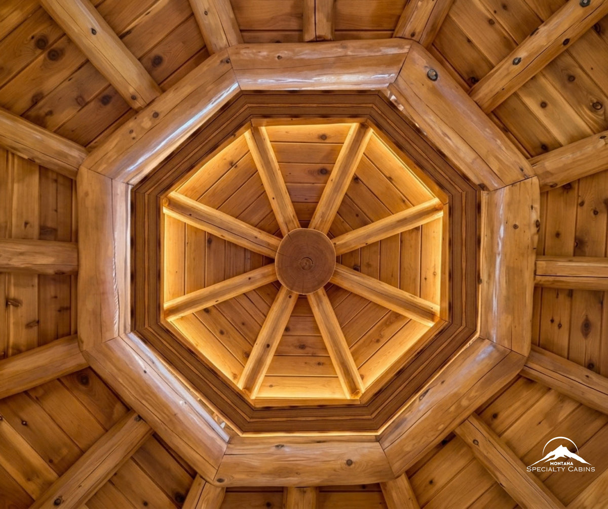 14ft Octagon Lodgepole Log Gazebo: Handcrafted Montana Centerpiece