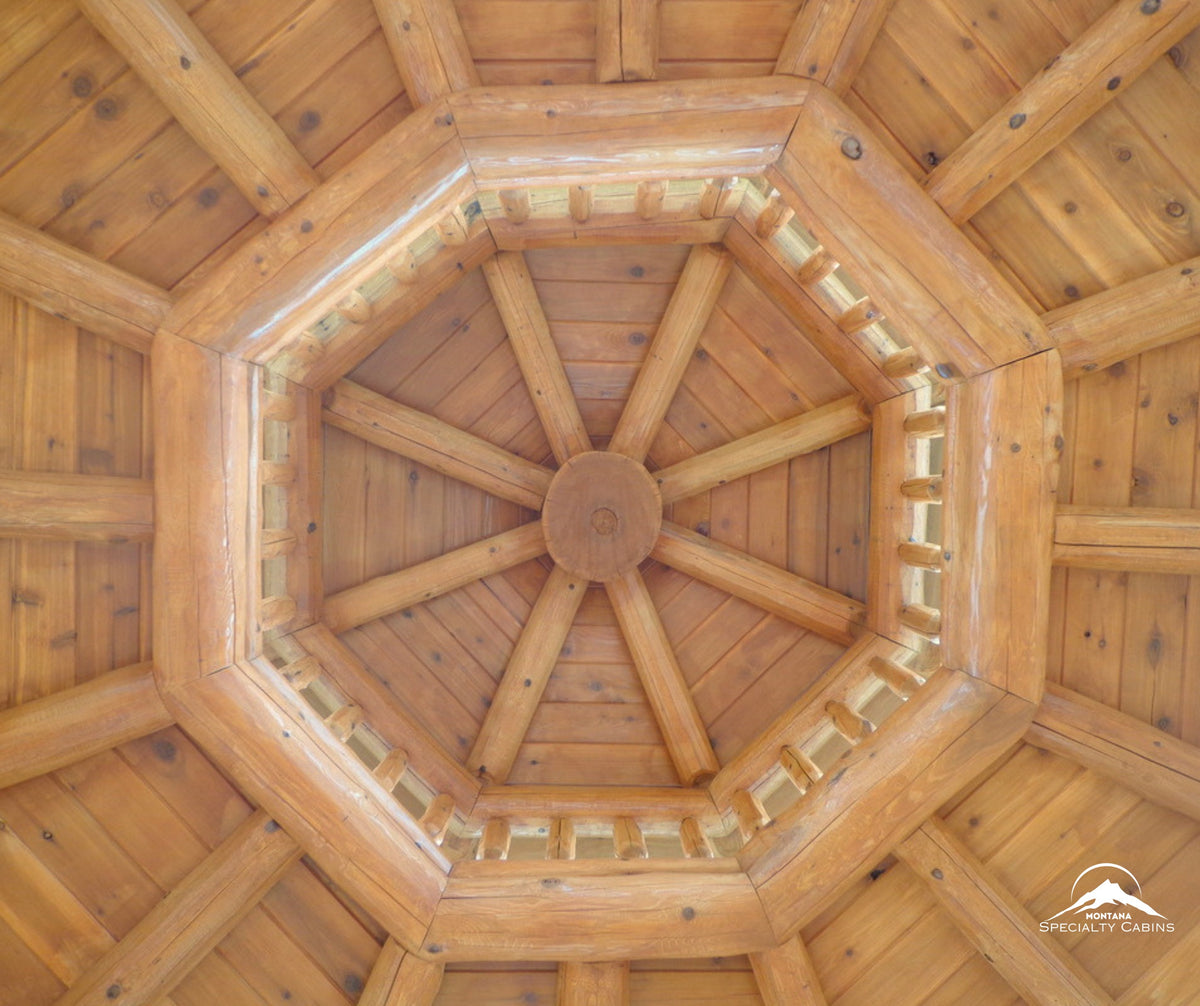 14ft Octagon Lodgepole Log Gazebo: Handcrafted Montana Centerpiece