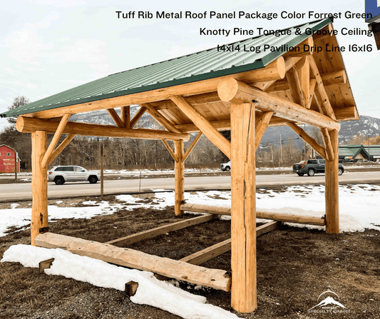 14x14ft Log Constructed Pavilion Green Roof