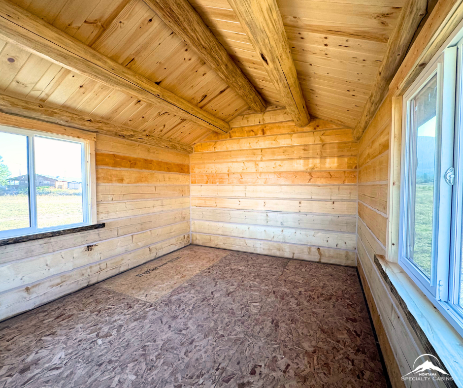 12x16 Elk Creek Weathered Wood Cabin with Covered Porch