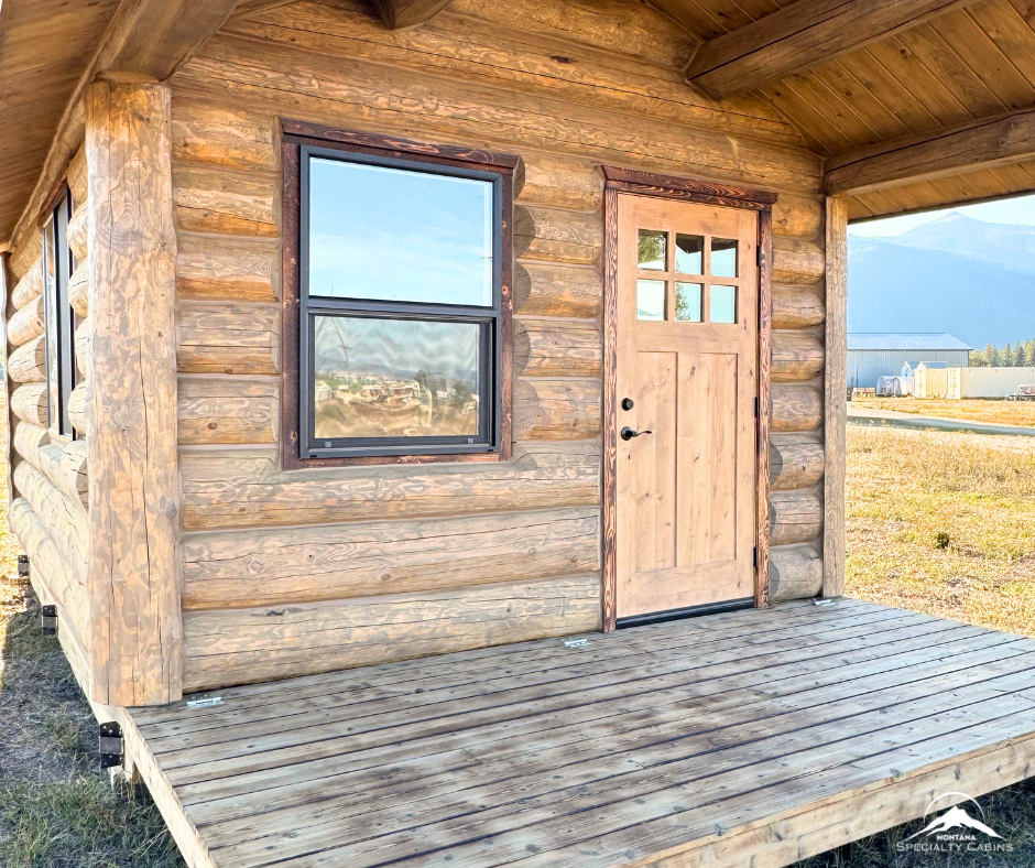 12x16 Elk Creek Weathered Wood Cabin with Covered Porch