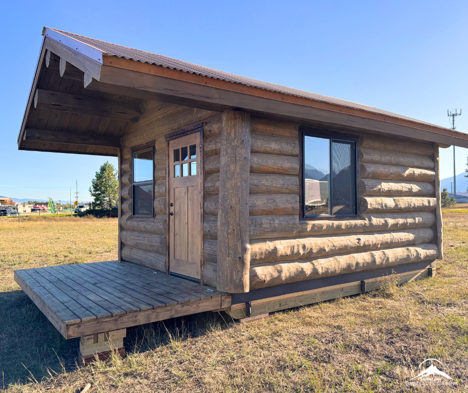 12x16 Elk Creek Weathered Wood Cabin with Covered Porch