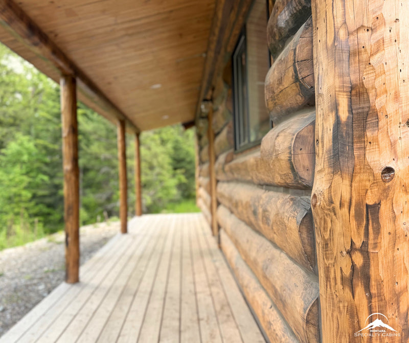 Porch detail with log posts