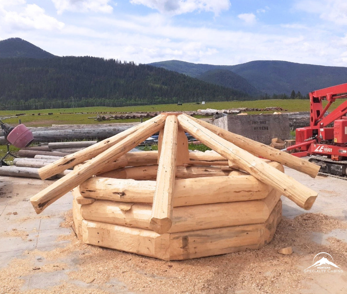 14ft Octagon Lodgepole Log Gazebo: Handcrafted Montana Centerpiece
