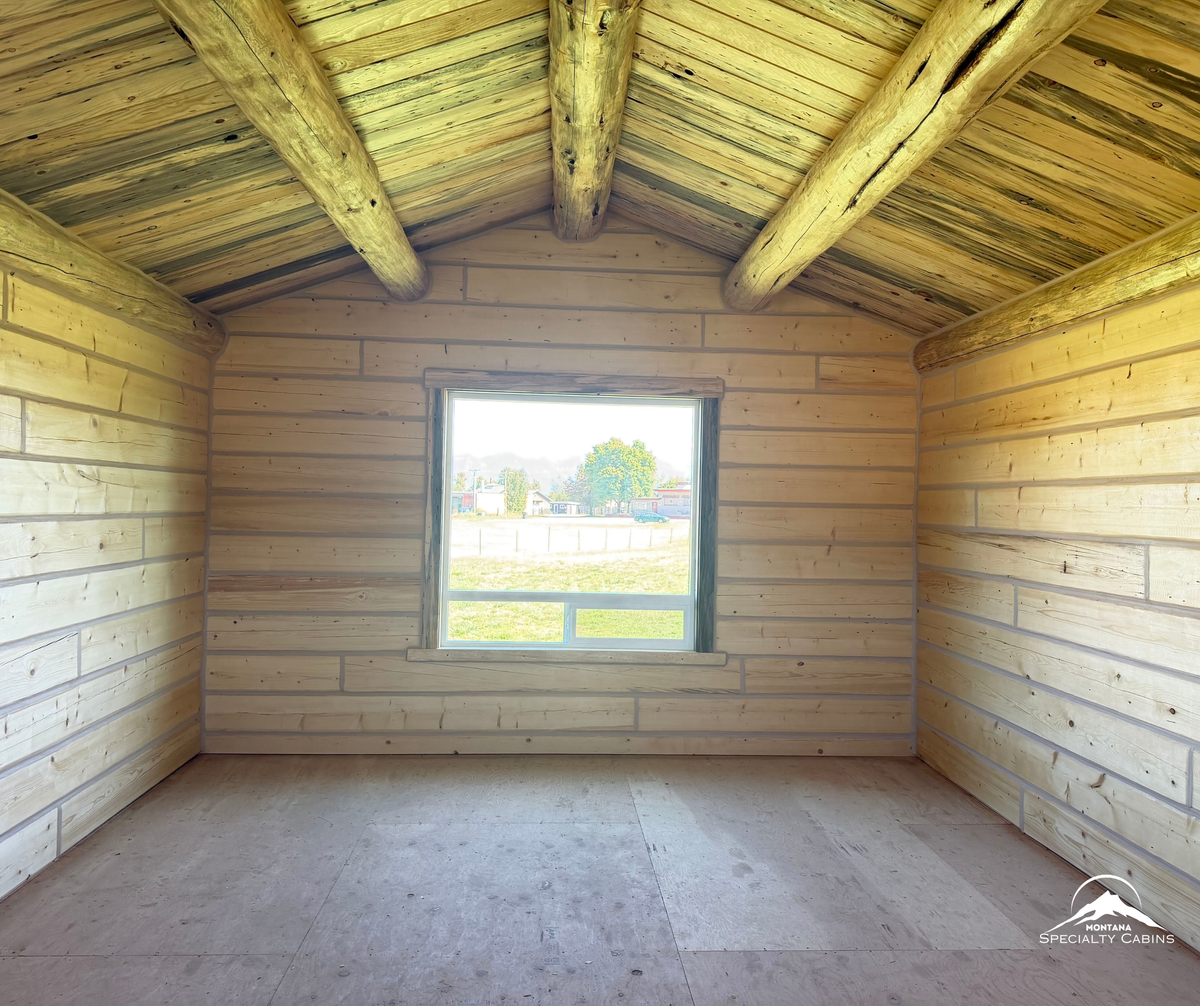 Elk Creek Log Cabin 12x20: Weathered Wood Finish & Gable Porch
