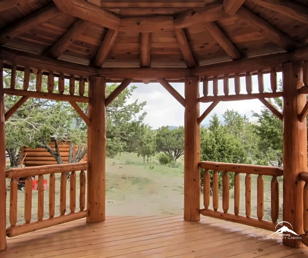 14ft Octagon Lodgepole Log Gazebo: Handcrafted Montana Centerpiece