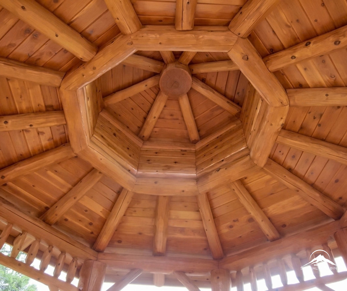 14ft Octagon Lodgepole Log Gazebo: Handcrafted Montana Centerpiece