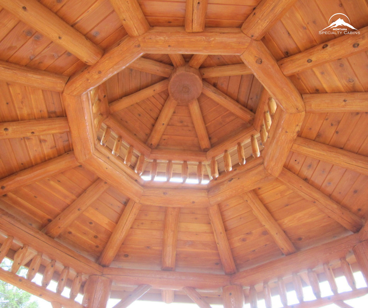 14ft Octagon Lodgepole Log Gazebo: Handcrafted Montana Centerpiece