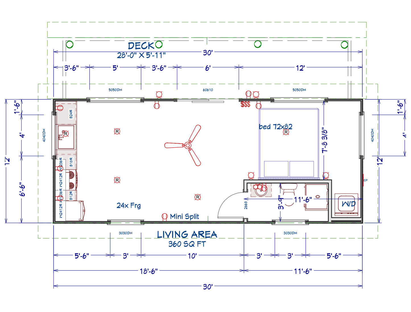 Burnt Grey Wolf Log Cabin 12x30ft: Turnkey Living with Custom Exterior Finish